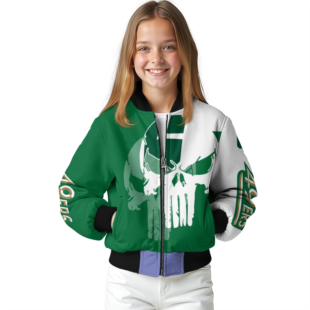 charlotte 49ers skull outline green white bomber jacket top rated charlotte 49ers skull outline green white bomber jacket top rated