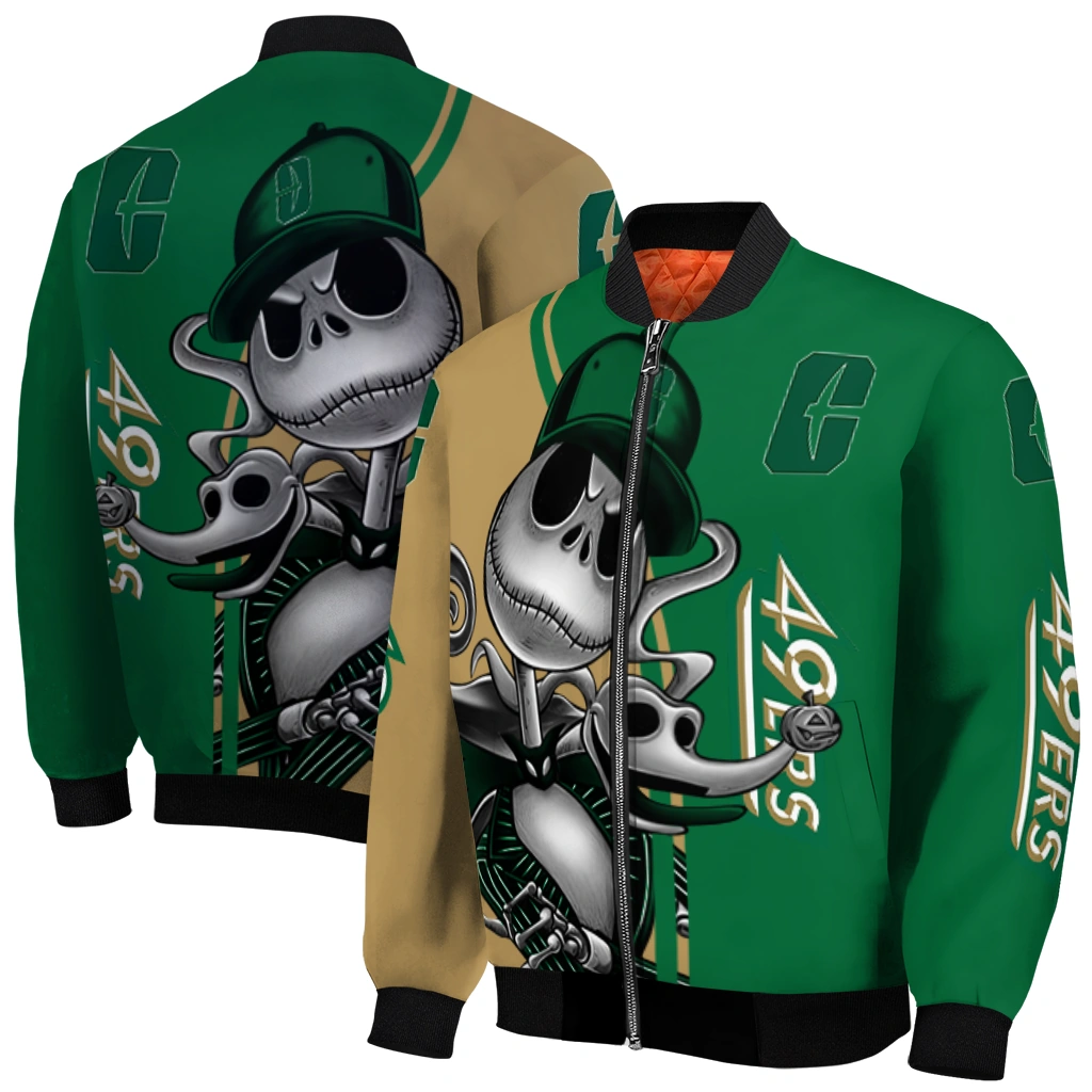 charlotte 49ers spooky grin green bomber jacket best selling charlotte 49ers spooky grin green bomber jacket best selling