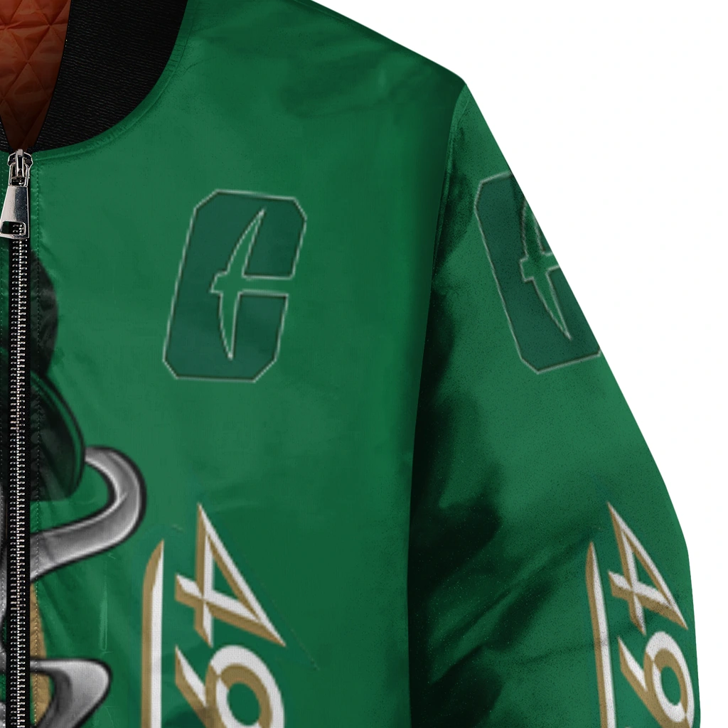 charlotte 49ers spooky grin green bomber jacket premium grade charlotte 49ers spooky grin green bomber jacket premium grade