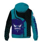 charlotte hornets grid stripe teal black windbreaker jacket best selling