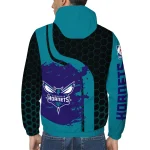 charlotte hornets grid stripe teal black windbreaker jacket best selling