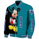 charlotte hornets mickey mouse teal varsity jacket best selling