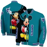 charlotte hornets mickey mouse teal varsity jacket best selling