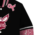 charlotte hornets pink ribbon black pink varsity jacket best selling