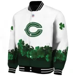 chicago bears clovers design white green varsity jacket best selling