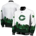chicago bears clovers design white green varsity jacket best selling