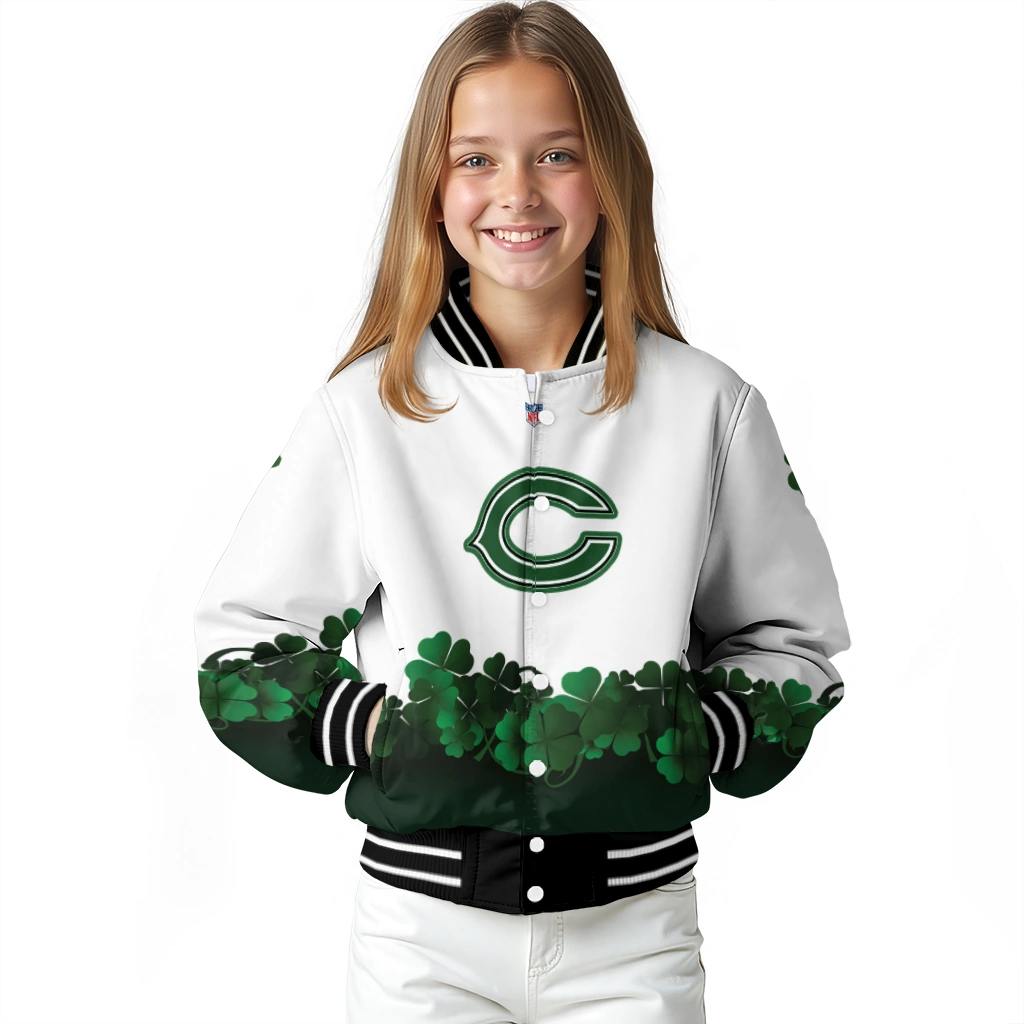 chicago bears clovers design white green varsity jacket top rated chicago bears clovers design white green varsity jacket top rated