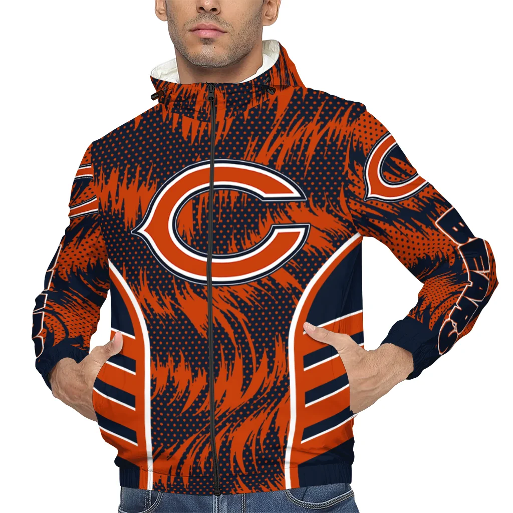 chicago bears dynamic heat wave blue windbreaker jacket top rated chicago bears dynamic heat wave blue windbreaker jacket top rated