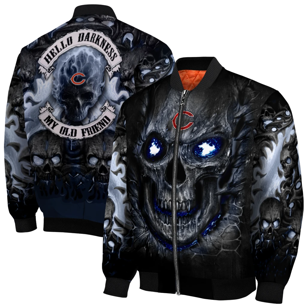 chicago bears inferno skull blue black bomber jacket best selling chicago bears inferno skull blue black bomber jacket best selling