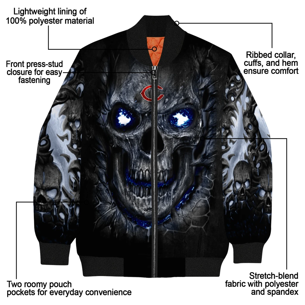 chicago bears inferno skull blue black bomber jacket new arrival chicago bears inferno skull blue black bomber jacket new arrival