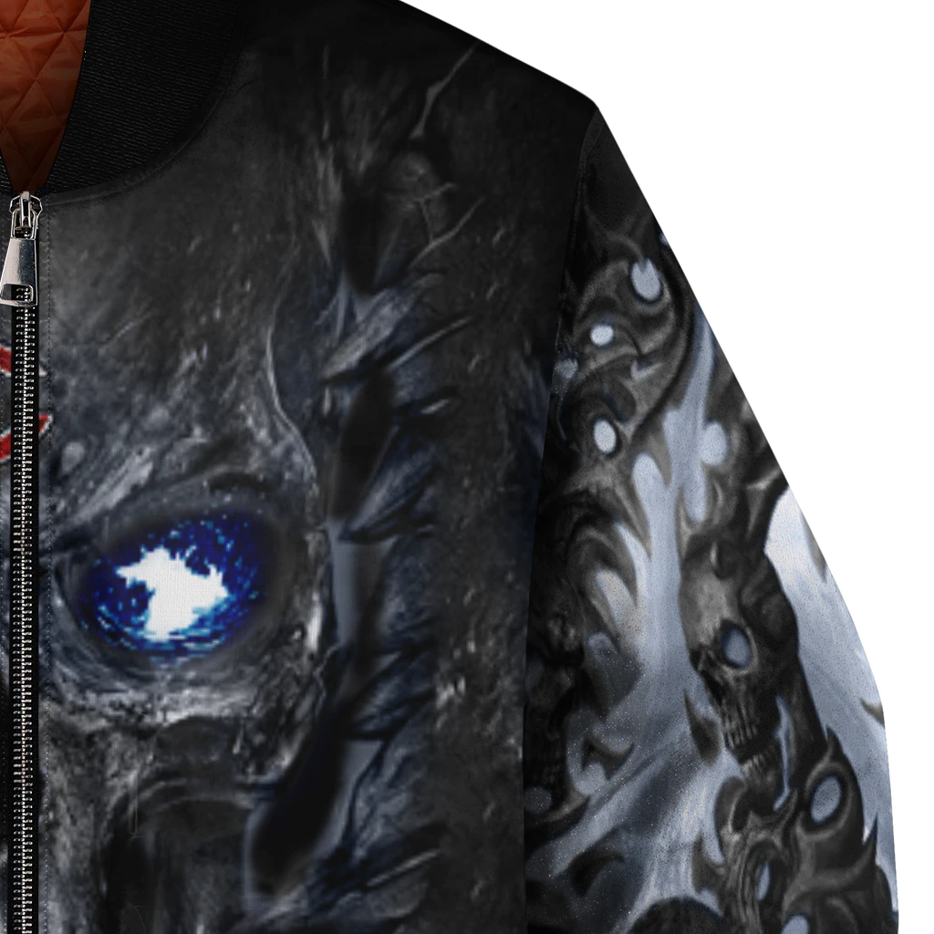 chicago bears inferno skull blue black bomber jacket premium grade chicago bears inferno skull blue black bomber jacket premium grade