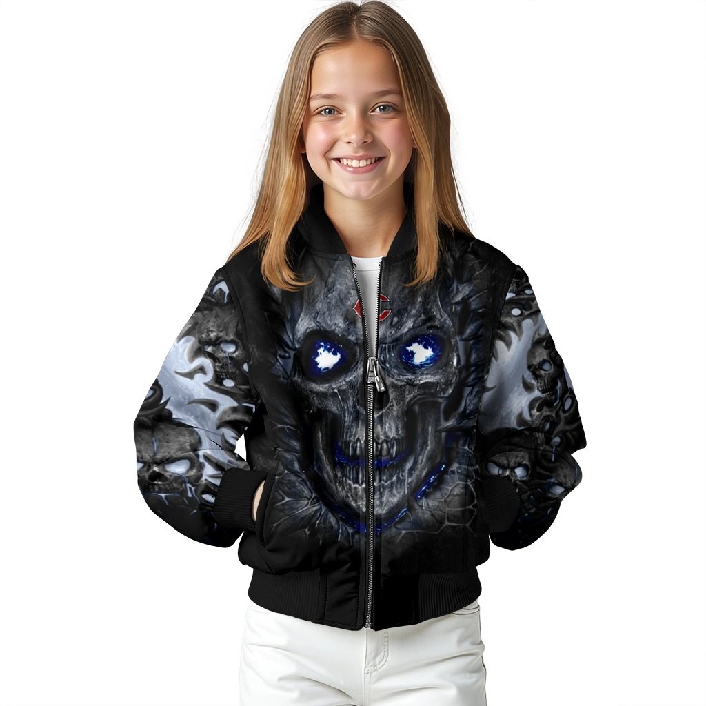 chicago bears inferno skull blue black bomber jacket top rated chicago bears inferno skull blue black bomber jacket top rated