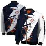 chicago bears ripped bolt blue white bomber jacket best selling