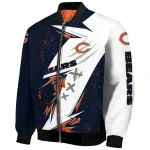 chicago bears ripped bolt blue white bomber jacket best selling