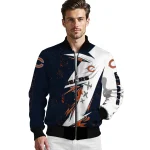 chicago bears ripped bolt blue white bomber jacket best selling