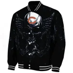chicago bears skull bite blue black varsity jacket best selling