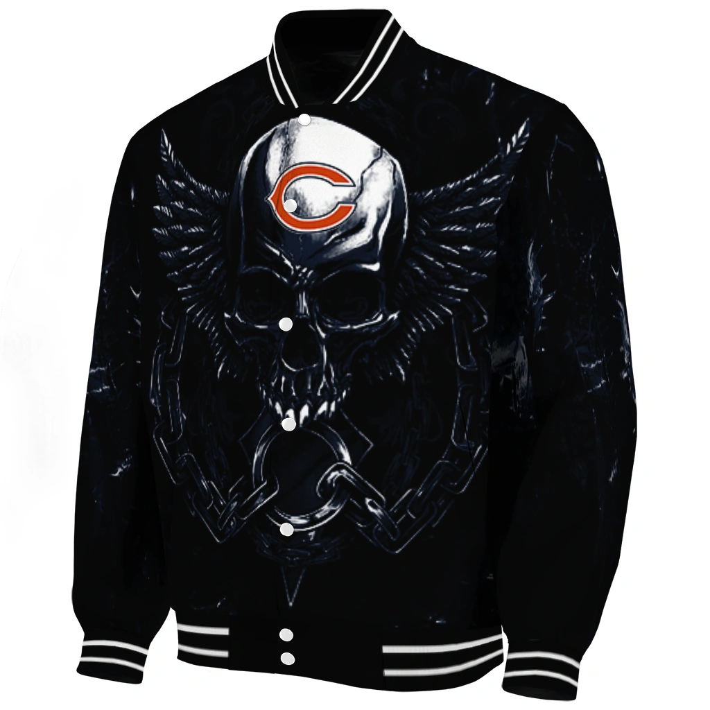 chicago bears skull bite blue black varsity jacket best selling chicago bears skull bite blue black varsity jacket best selling