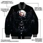 chicago bears skull bite blue black varsity jacket best selling