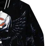 chicago bears skull bite blue black varsity jacket best selling
