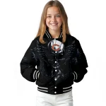 chicago bears skull bite blue black varsity jacket best selling