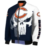 chicago bears skull outline blue white bomber jacket best selling