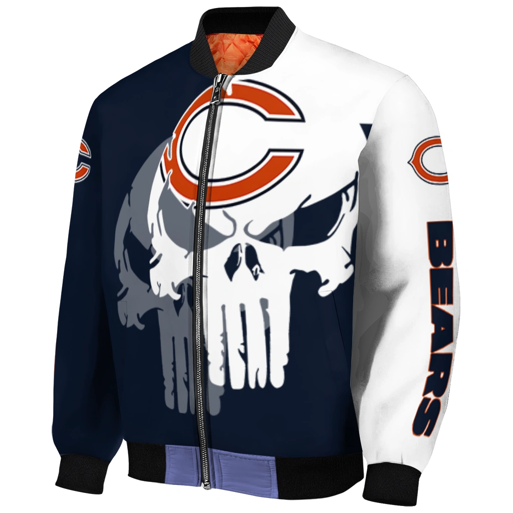 chicago bears skull outline blue white bomber jacket fashion forward chicago bears skull outline blue white bomber jacket fashion forward