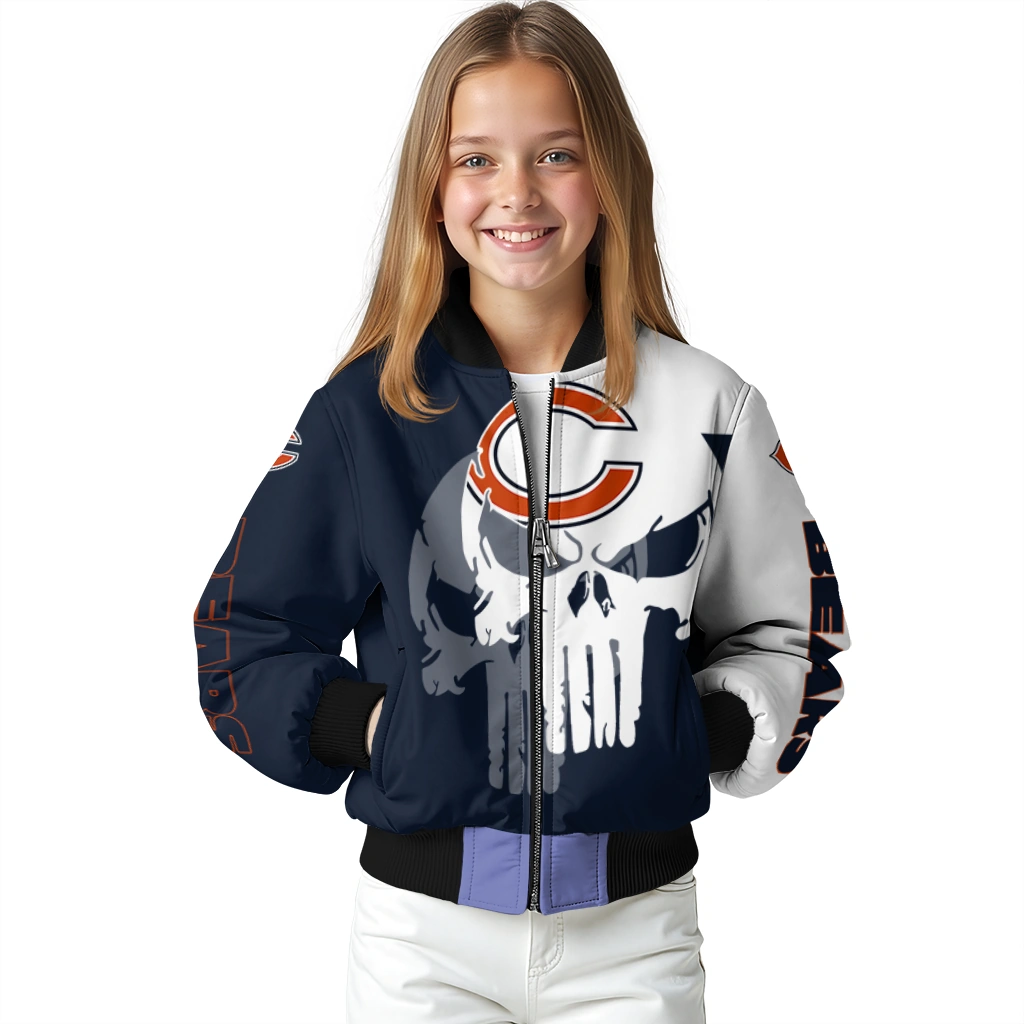 chicago bears skull outline blue white bomber jacket top rated chicago bears skull outline blue white bomber jacket top rated