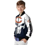 chicago bears skull outline blue white bomber jacket best selling