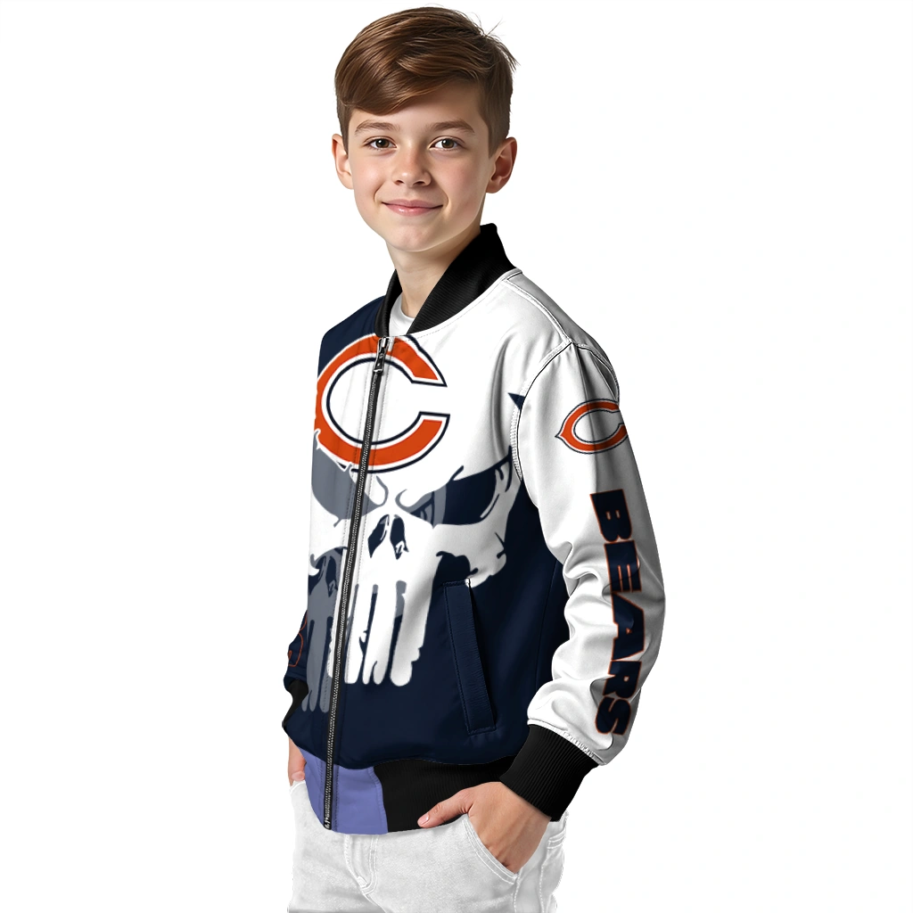 chicago bears skull outline blue white bomber jacket trendy chicago bears skull outline blue white bomber jacket trendy
