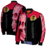 chicago blackhawks fire skull red black bomber jacket best selling