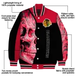 chicago blackhawks fire skull red black varsity jacket best selling