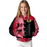 chicago blackhawks fire skull red black varsity jacket best selling