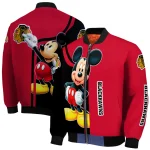 chicago blackhawks mickey mouse red bomber jacket best selling