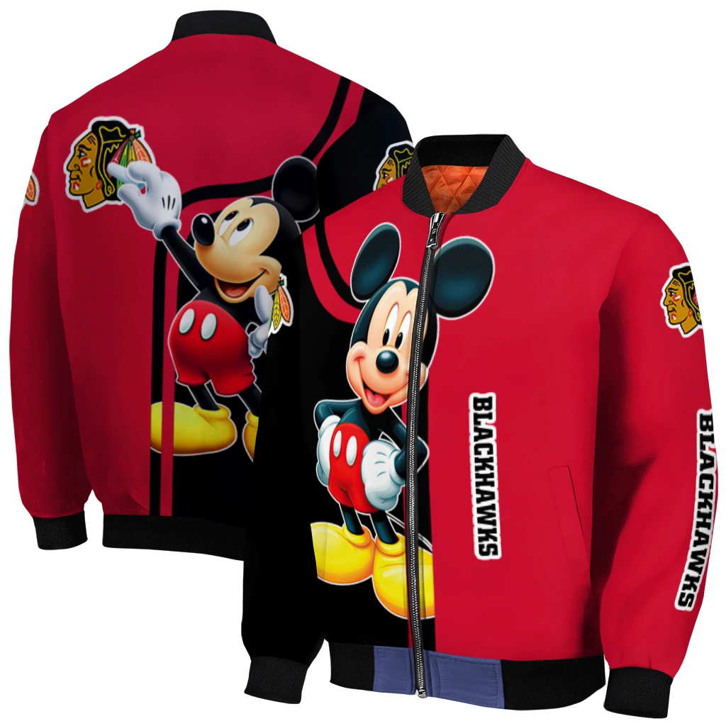 chicago blackhawks mickey mouse red bomber jacket best selling chicago blackhawks mickey mouse red bomber jacket best selling
