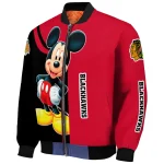 chicago blackhawks mickey mouse red bomber jacket best selling