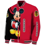 chicago blackhawks mickey mouse red varsity jacket best selling