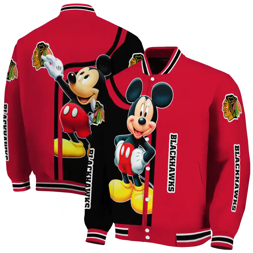 chicago blackhawks mickey mouse red varsity jacket fashion forward chicago blackhawks mickey mouse red varsity jacket fashion forward
