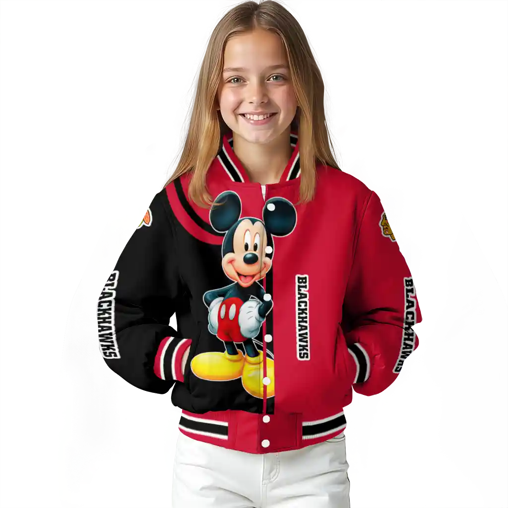 chicago blackhawks mickey mouse red varsity jacket top rated chicago blackhawks mickey mouse red varsity jacket top rated