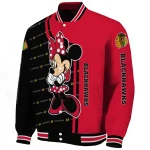 chicago blackhawks minnie mouse red varsity jacket best selling