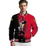 chicago blackhawks minnie mouse red varsity jacket best selling