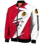 chicago blackhawks ripped bolt red white bomber jacket best selling