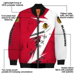 chicago blackhawks ripped bolt red white bomber jacket best selling