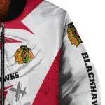 chicago blackhawks ripped bolt red white bomber jacket best selling