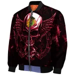 chicago blackhawks skull bite red black bomber jacket best selling