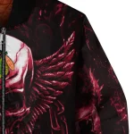 chicago blackhawks skull bite red black bomber jacket best selling