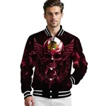 chicago blackhawks skull bite red black varsity jacket best selling