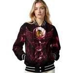 chicago blackhawks skull bite red black varsity jacket best selling