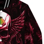 chicago blackhawks skull bite red black varsity jacket best selling