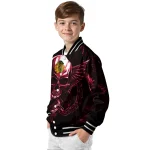 chicago blackhawks skull bite red black varsity jacket best selling