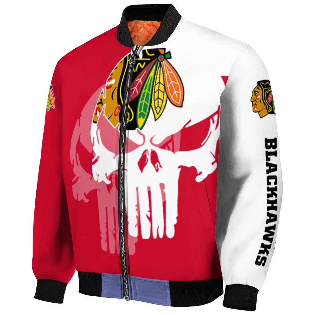 chicago blackhawks skull outline red white bomber jacket fashion forward chicago blackhawks skull outline red white bomber jacket fashion forward